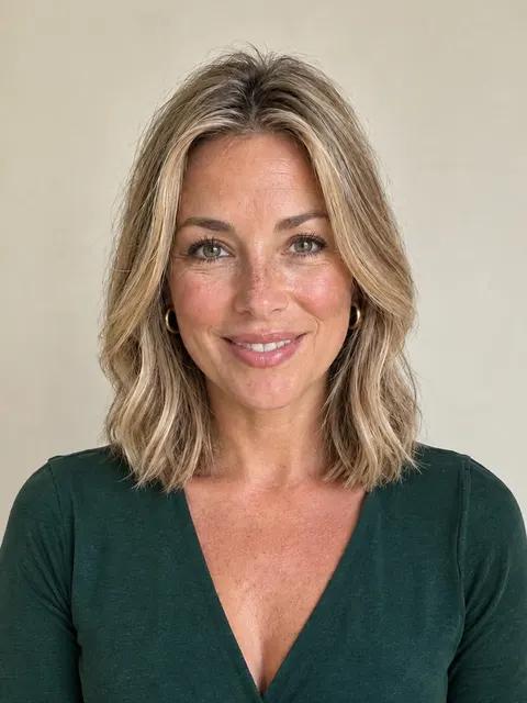 A woman in her forties with a lob