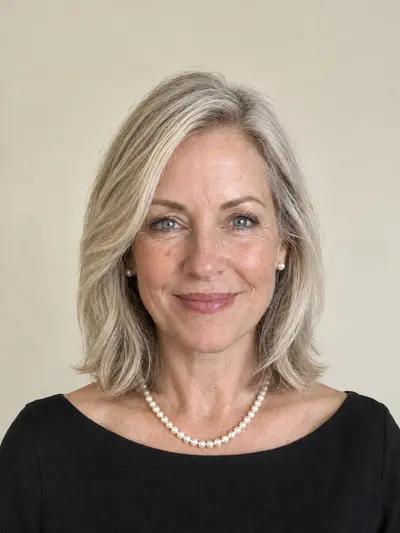 The same woman with a long layered lob