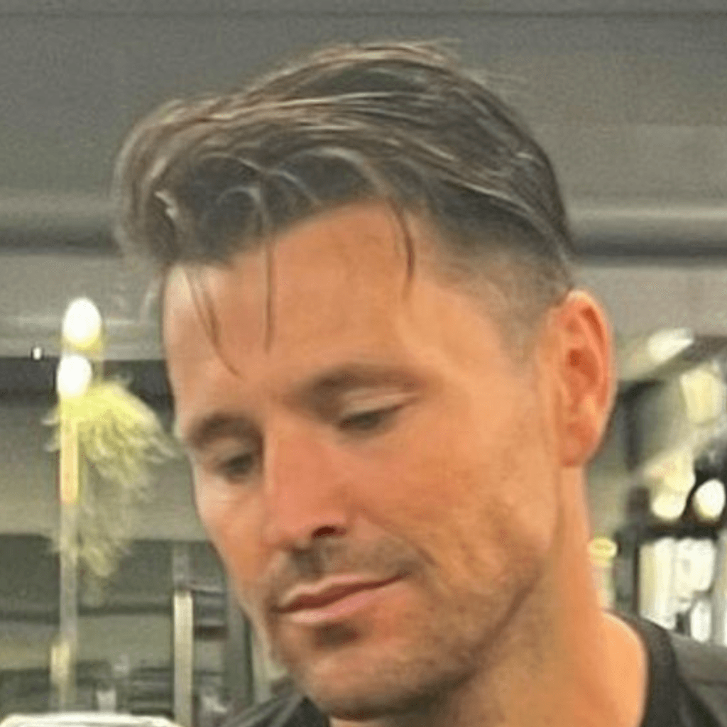 Side-Parted Quiff with Low Fade hairstyle