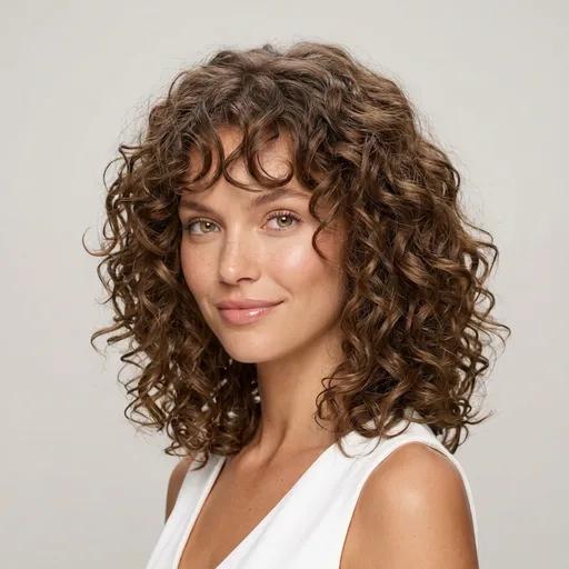 Curly Curtain Bangs hairstyle