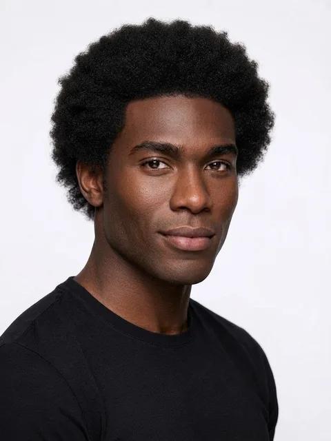 Afro, a haircut for a man with an oblong face