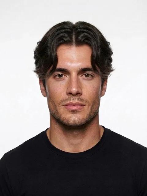 Middle Part Flow, a haircut for a man with an oblong face