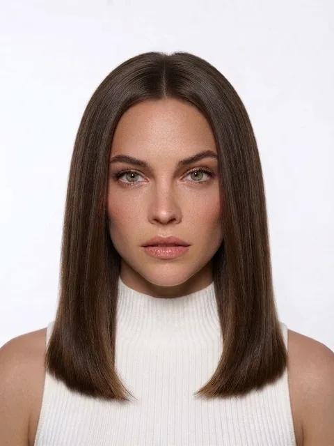 Sleek straight, a hairstyle that slims the face