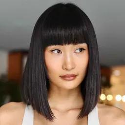 Straight Black Bob with Bangs