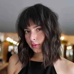Soft Blunt Lob with Bangs