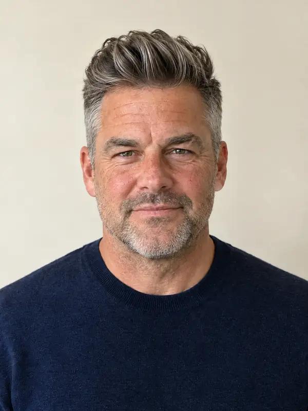 The same man with a tall pompadour