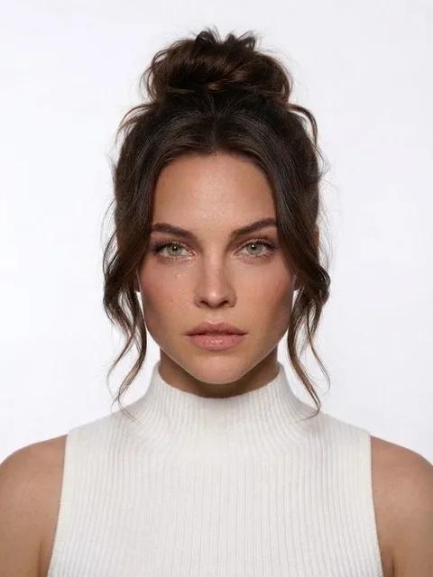 Messy Bun, a hairstyle for a cowlick