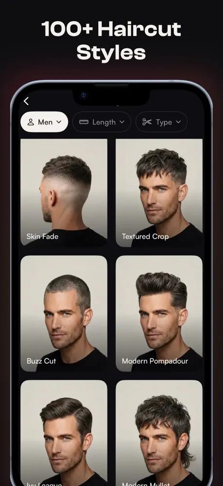 HaircutAI catalog of 180+ haircut styles