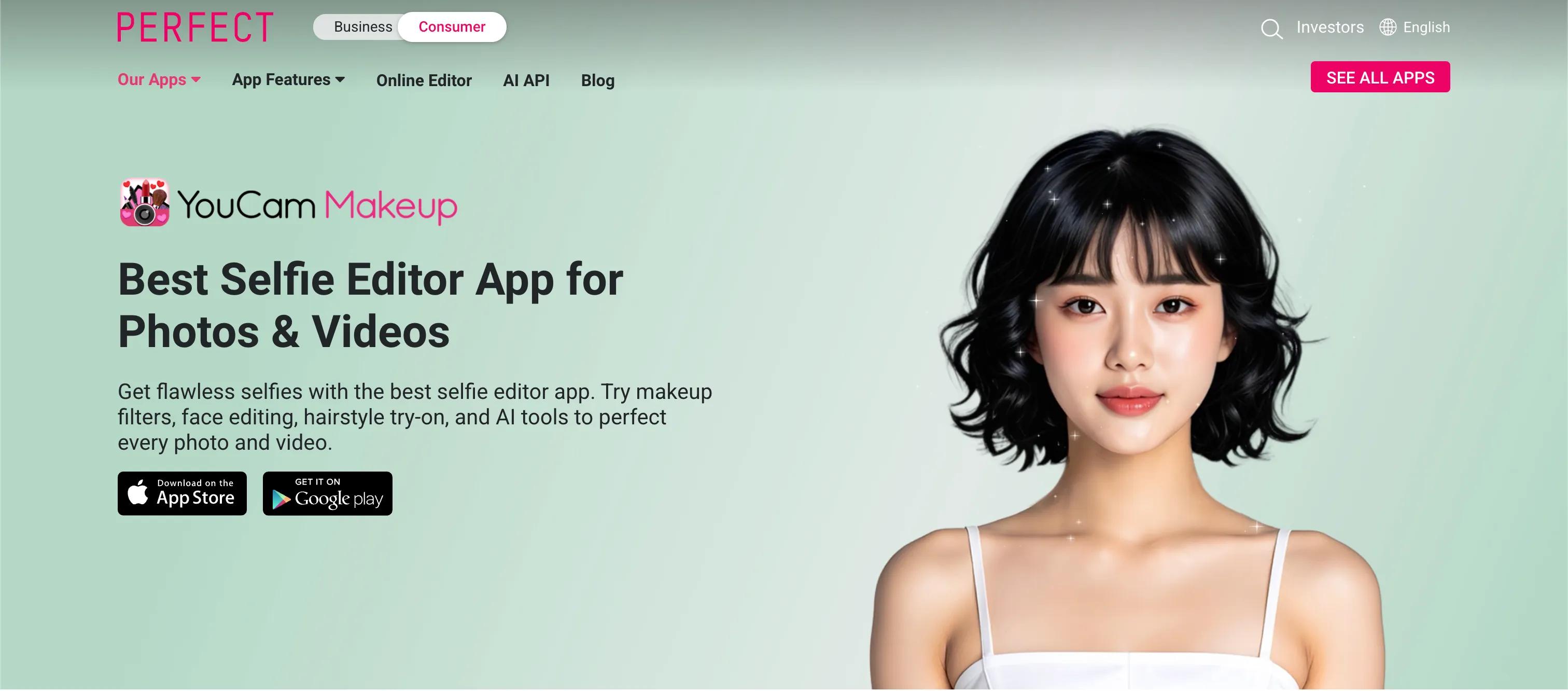 YouCam Makeup by Perfect Corp — selfie editor app with hairstyle and makeup try-on